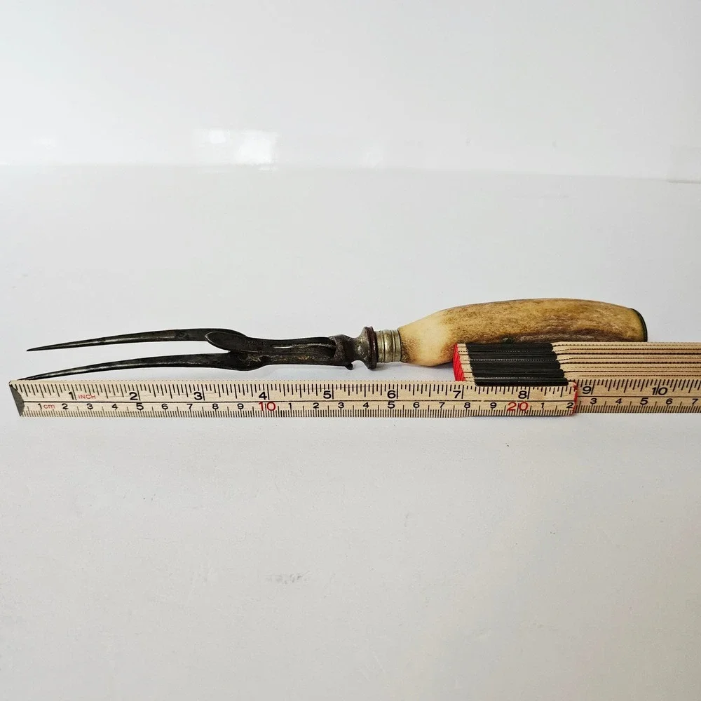 Vintage Joseph and Sons Stag Horn Handmade Antler Fork Carving -‎ M1122